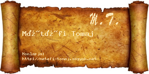 Mátéfi Tomaj névjegykártya